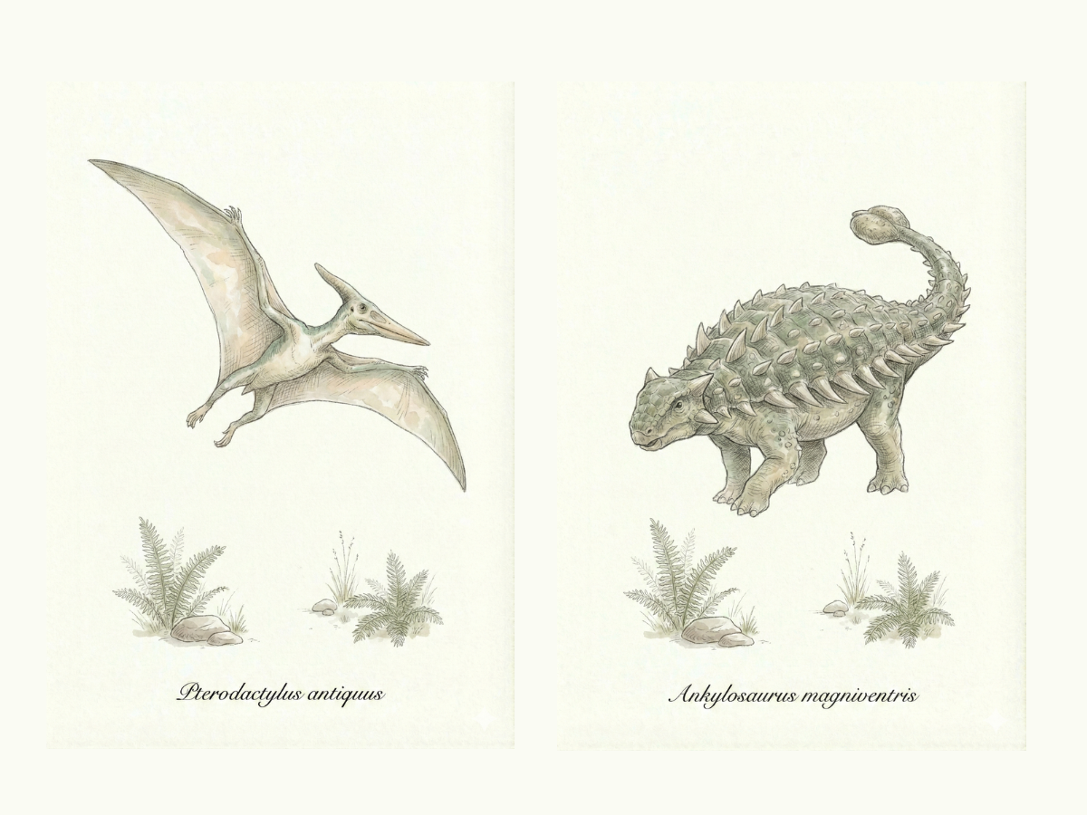 10 Vintage-Style Dinosaur Watercolours - Image 2