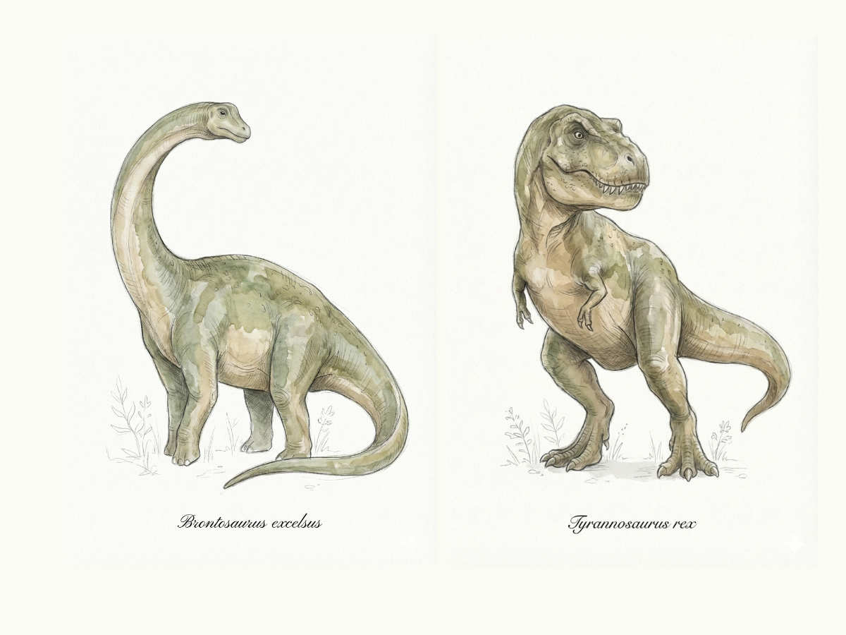 10 Vintage-Style Dinosaur Watercolours - Image 4